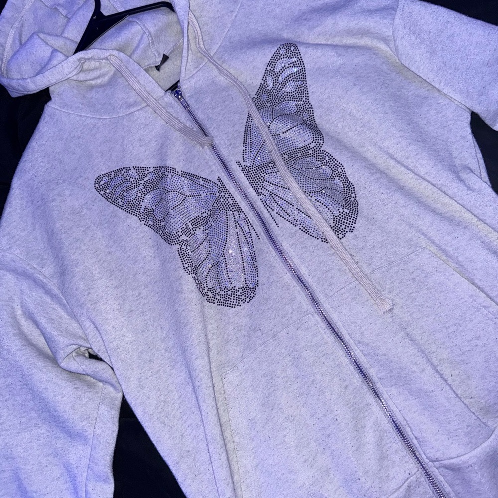 SHEIN Cream Zip-Up Hoodie